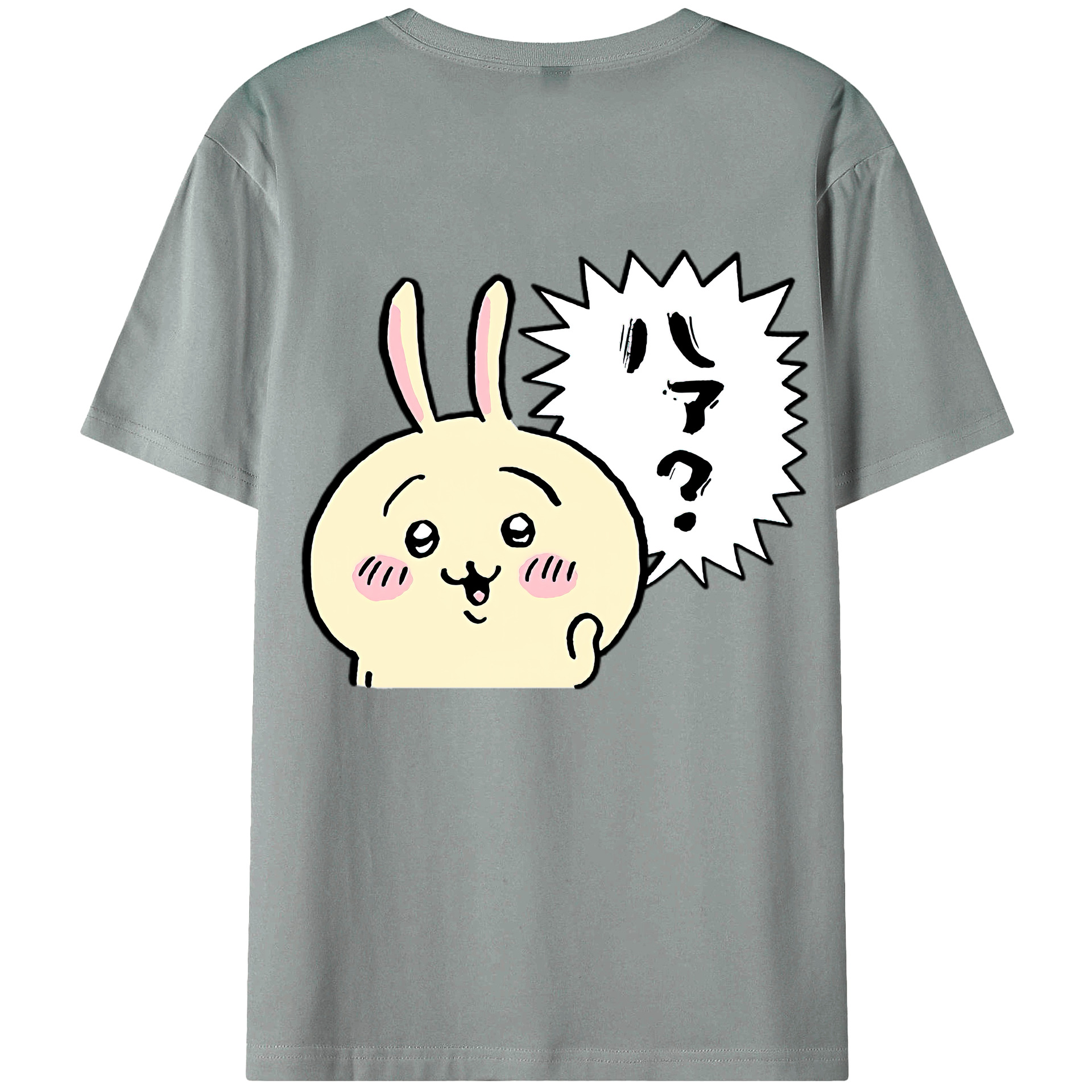 （画像用） ちいかわ うさぎ Chii-kawa usagi 綿100％ メンズ半袖Tシャツ（バックプリント） 通気性